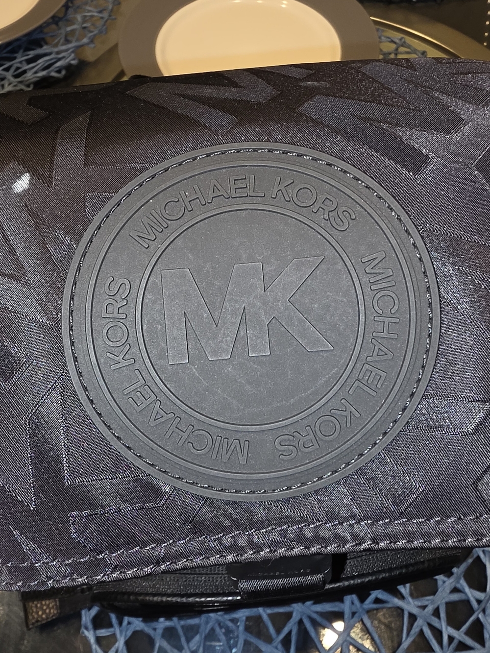 End Of The Summer Sales Michael Kors Black Logo Backpack with Raised MK Emblem